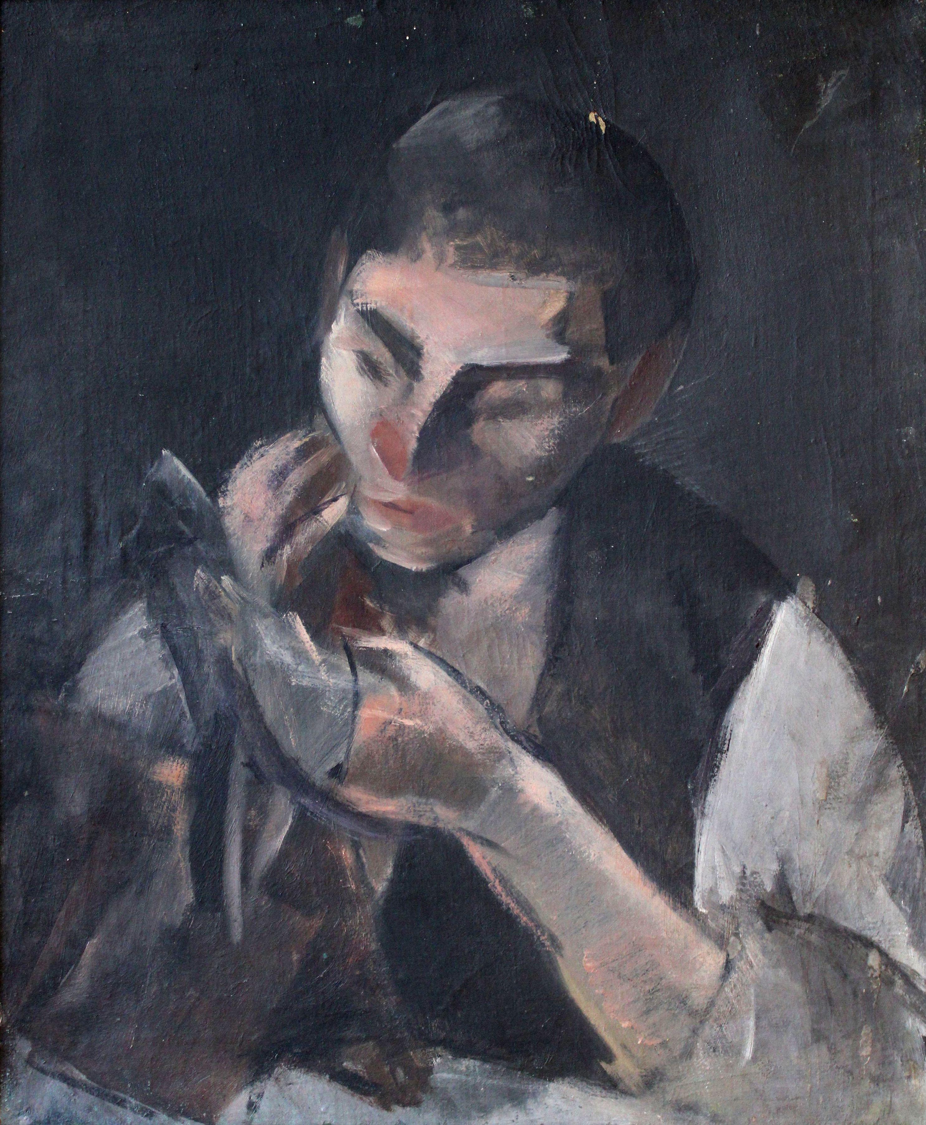Figurative Painting di Romans Suta - Ritratto della madre. 1917, olio su tela, 60x50 cm