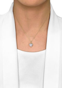 Romantic 0.27ct Natural Diamond Heart Pendant in 18k Yellow Gold