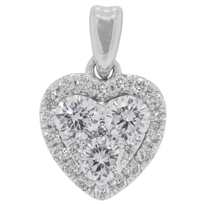 Romantic 0.31ct Heart-Shaped Natural Diamond Pendant in 14K White Gold