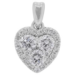 Romantic 0.31ct Heart-Shaped Natural Diamond Pendant in 14K White Gold