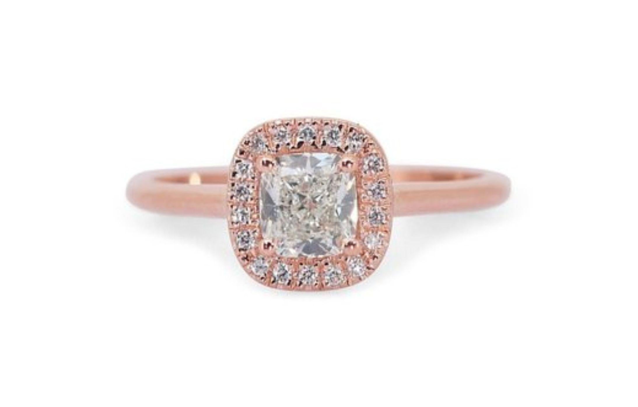Embrace Romantic Brilliance: 1 Carat Cushion Diamond Ring with Dazzling Side Stones in 18K Pink Gold (GIA Certified)

Own a slice of pure romance with this breathtaking ring, featuring a mesmerizing 1 carat cushion modified natural diamond set in