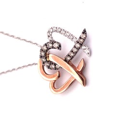 Romantic 10K White Gold Heart Diamond Pendant Necklace