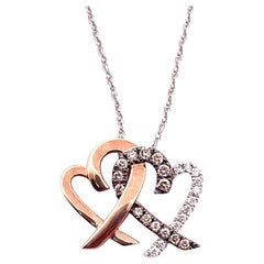Romantic 10K White Gold Heart Diamond Pendant Necklace