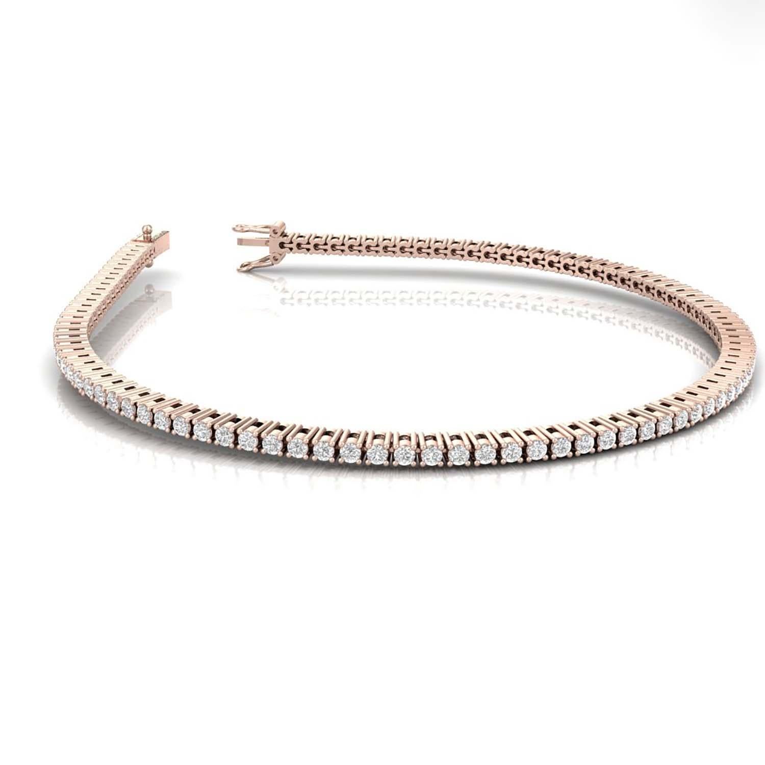 Artisan Bracelet de tennis romantique en or rose 18 carats, 7 pouces en vente