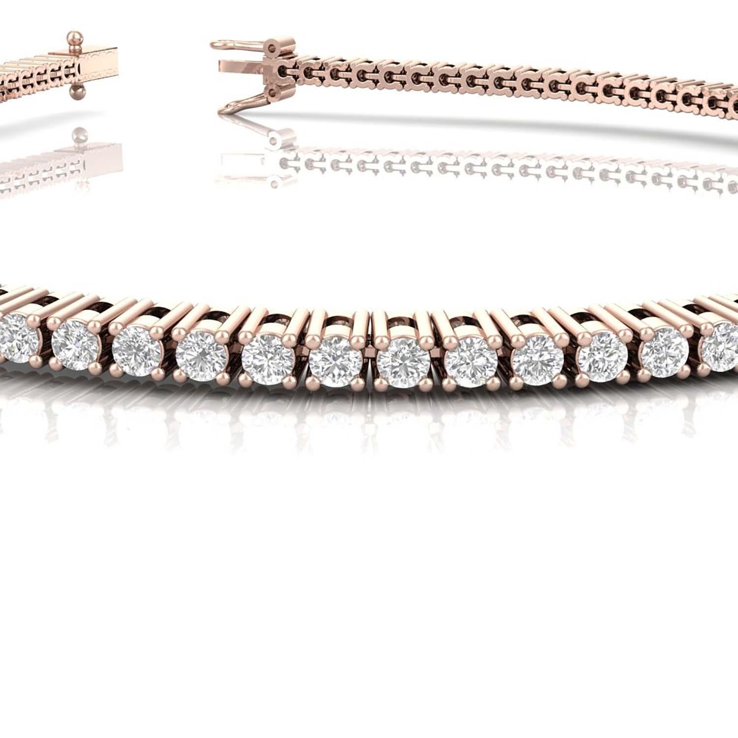 Bracelet de tennis romantique en or rose 18 carats, 7 pouces Unisexe en vente
