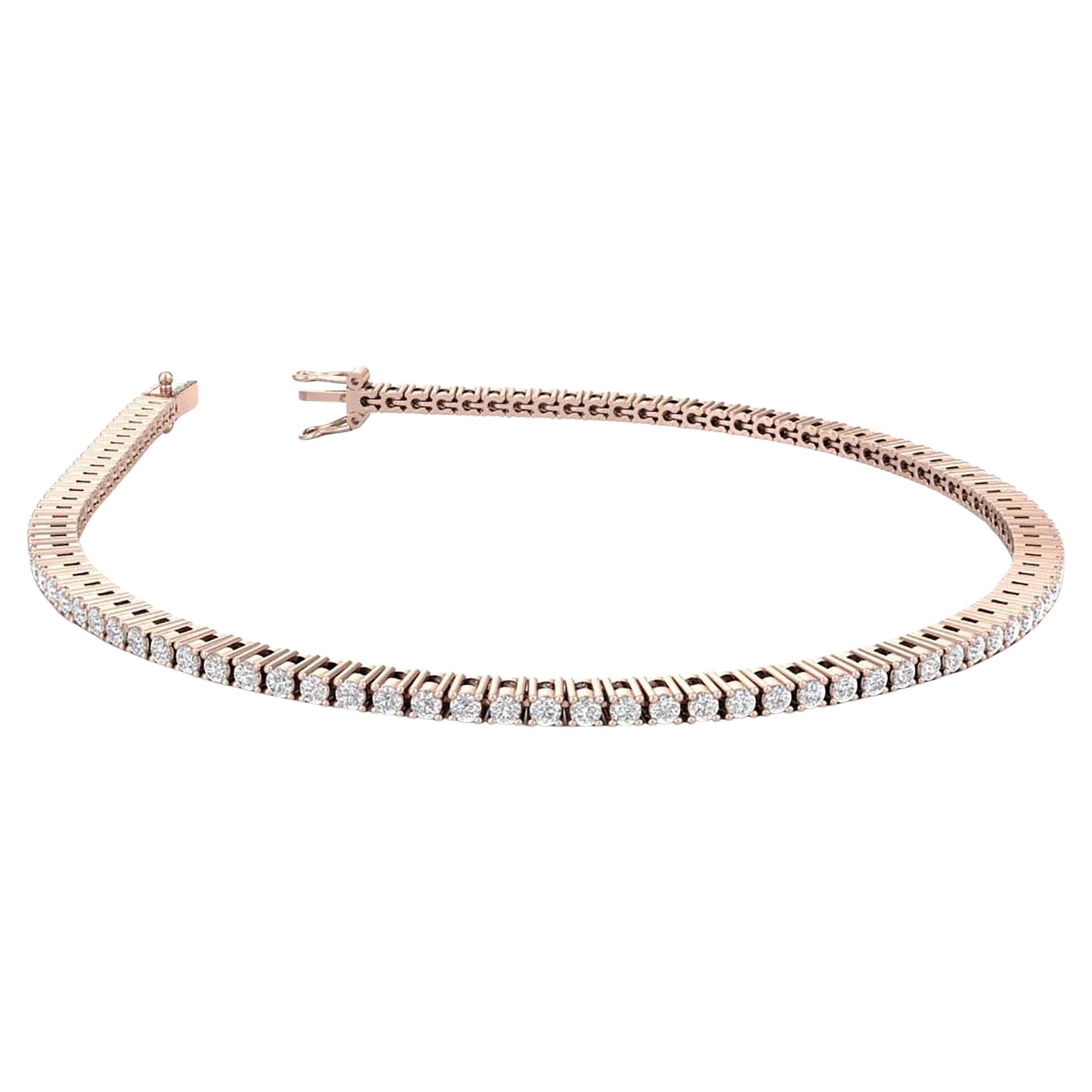 Bracelet de tennis romantique en or rose 18 carats, 7 pouces en vente