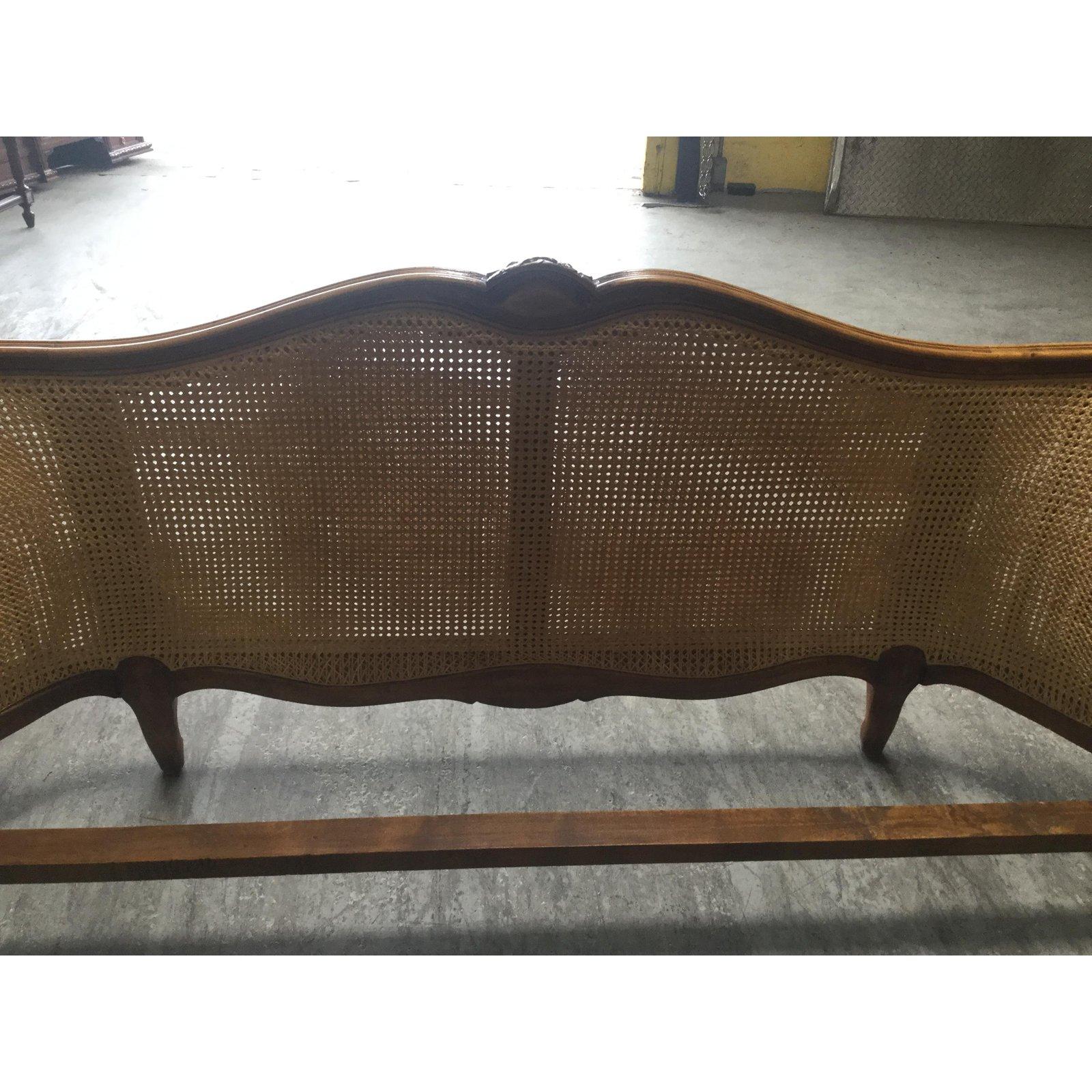 Romantic 1920s French Double-Caned and Walnut Bed Frame 2
