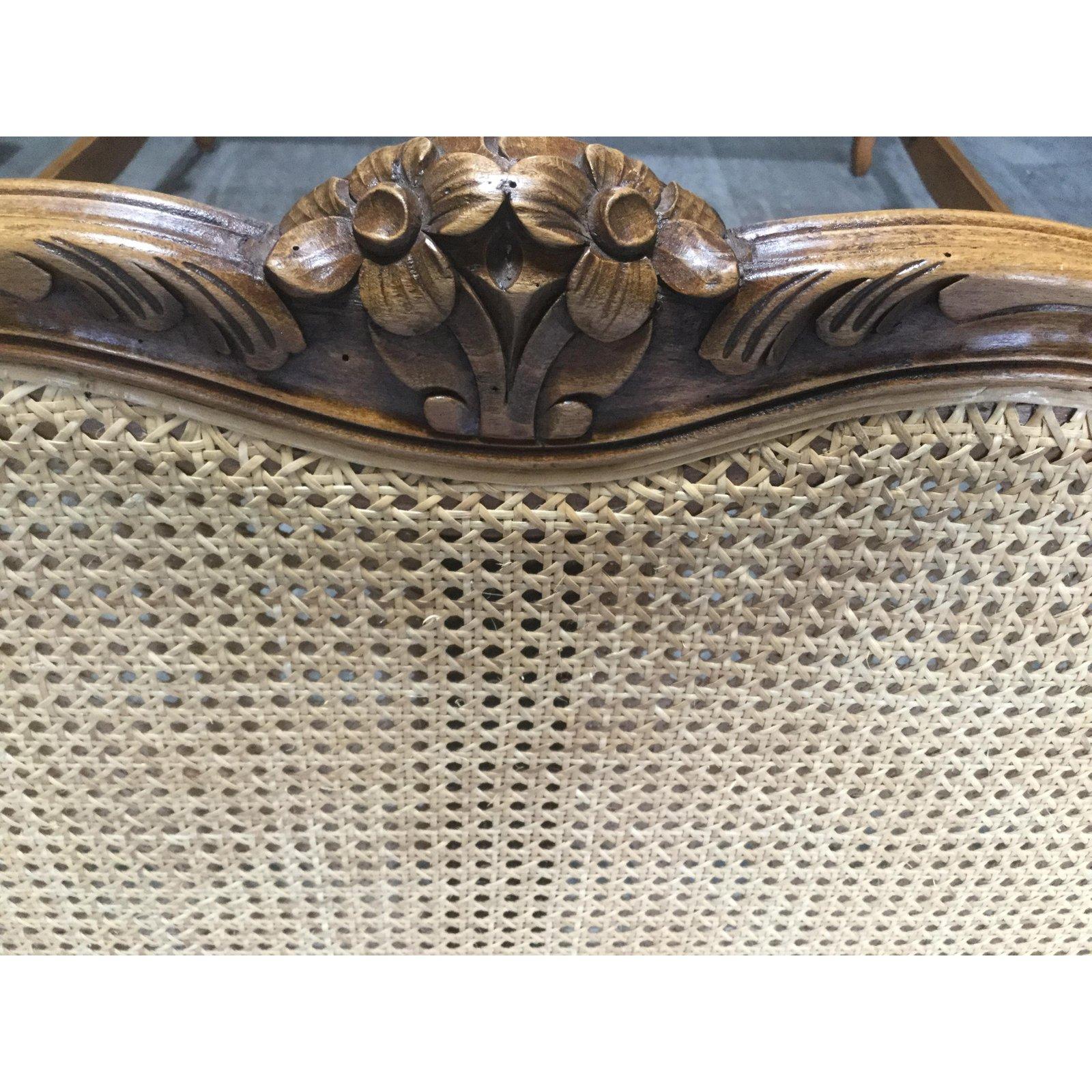 Romantic 1920s French Double-Caned and Walnut Bed Frame 3