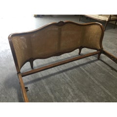 Romantic 1920s French Double-Caned and Walnut Bed Frame