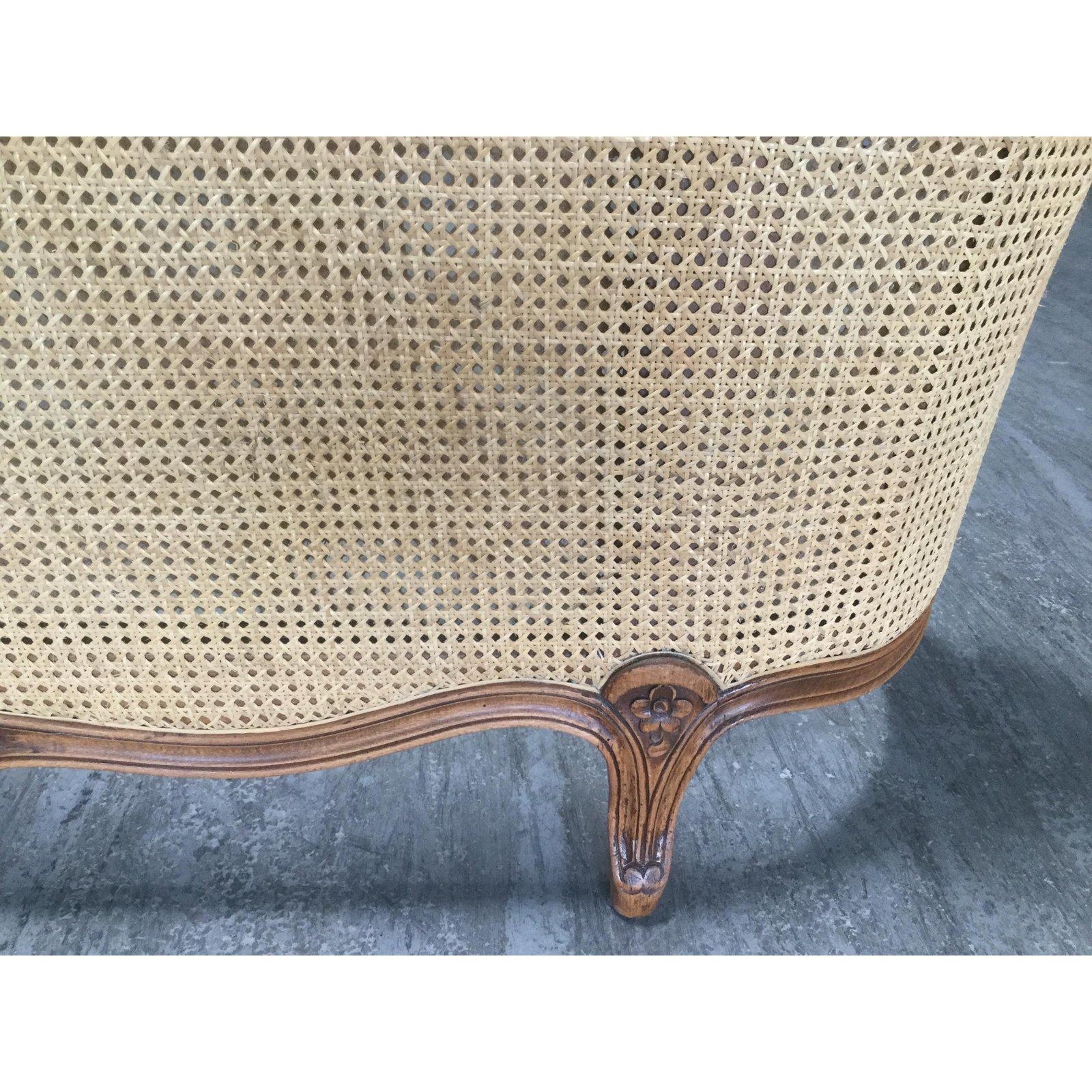 Early 20th Century Romantic 1920s French Double-Caned and Walnut Bed Frame