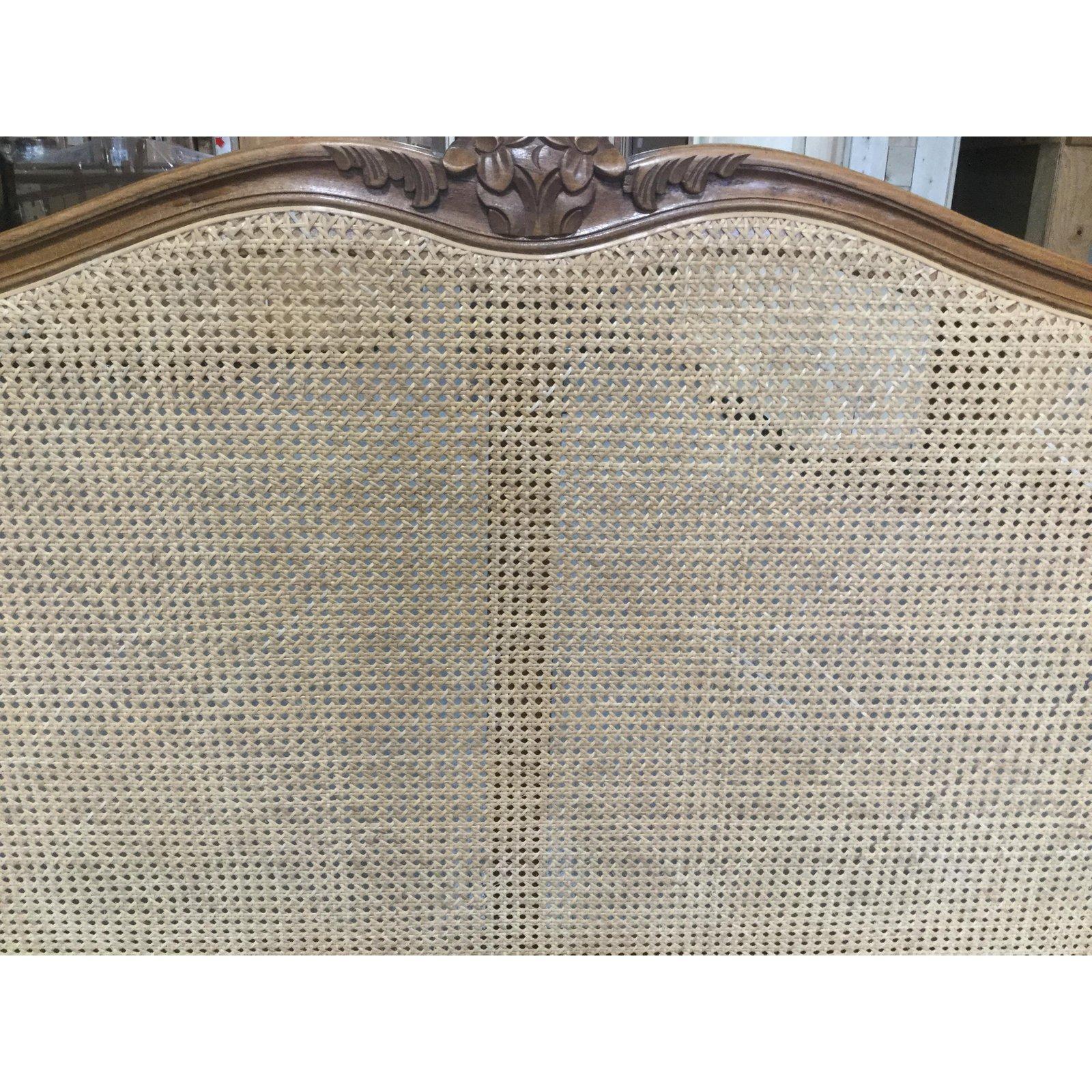 Romantic 1920s French Double-Caned and Walnut Bed Frame 1