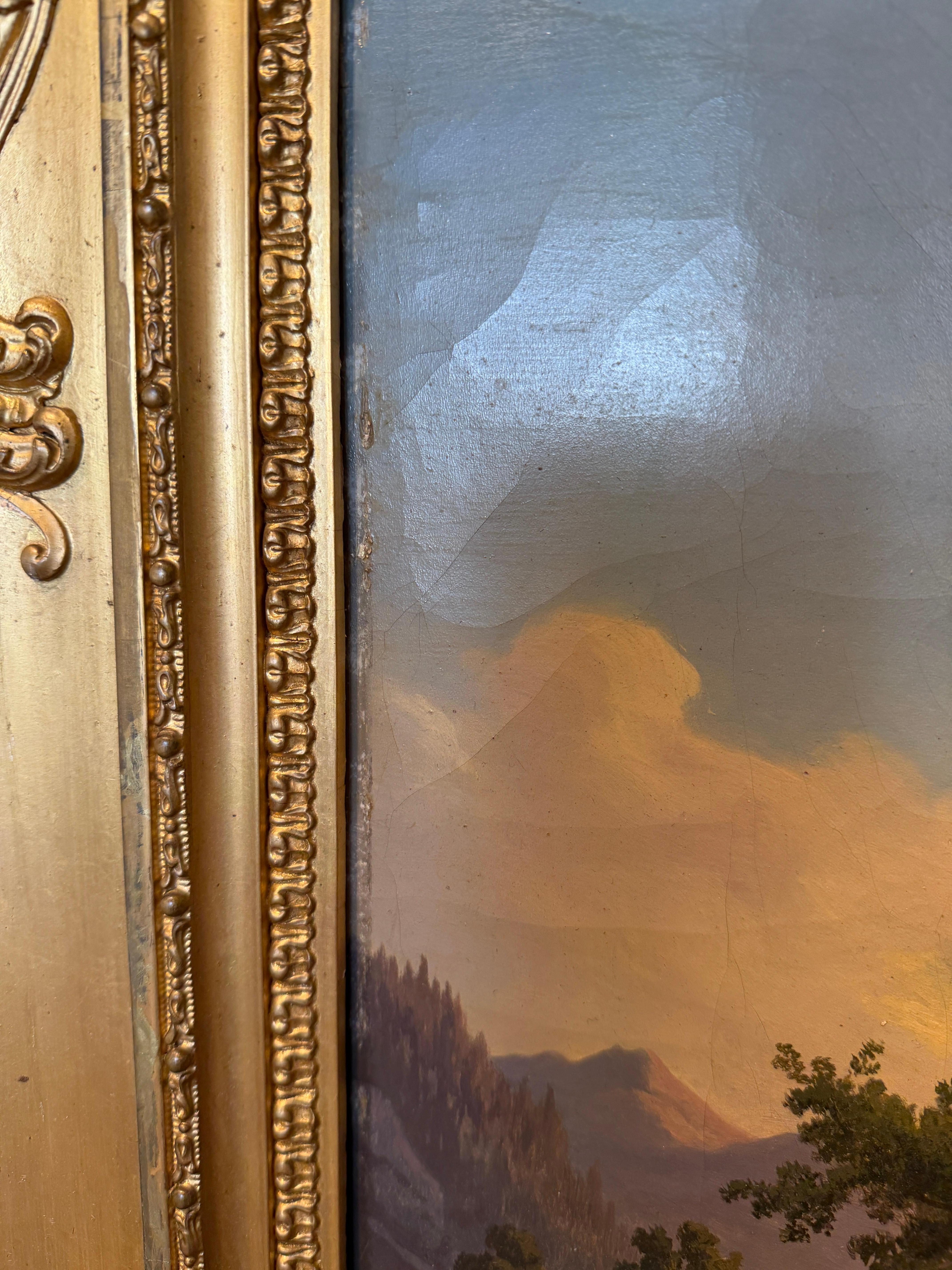 Romantic 19th-Century Alpine Landscape in Grand Gilt Frame Jakob Joseph Zelger en venta 6