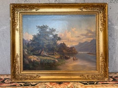 Romantic 19th-Century Alpine Landscape in Grand Gilt Frame Jakob Joseph Zelger