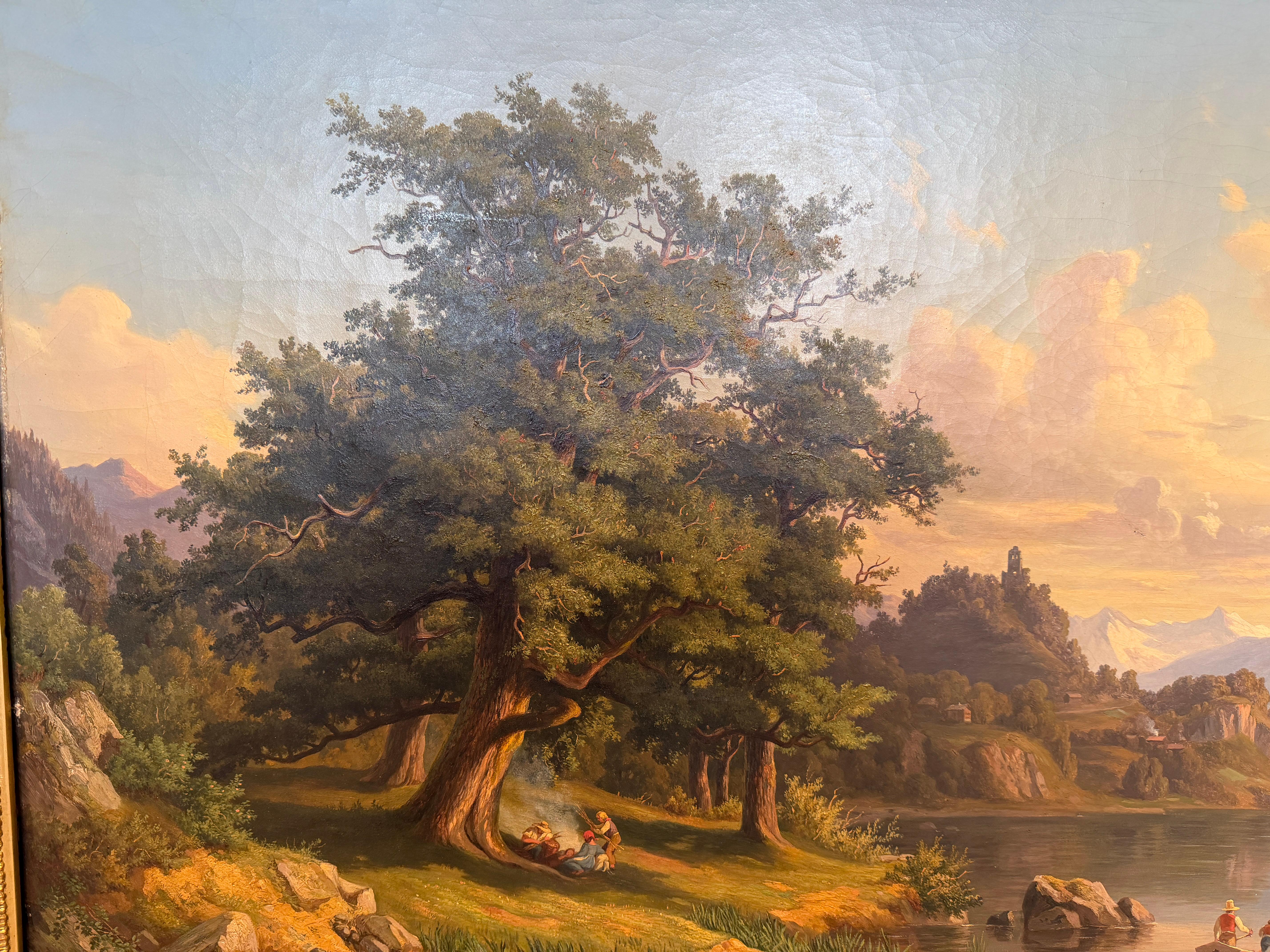 Romantic 19th-Century Alpine Landscape in Grand Gilt Frame Jakob Joseph Zelger en Bueno estado para la venta en Berlin, DE