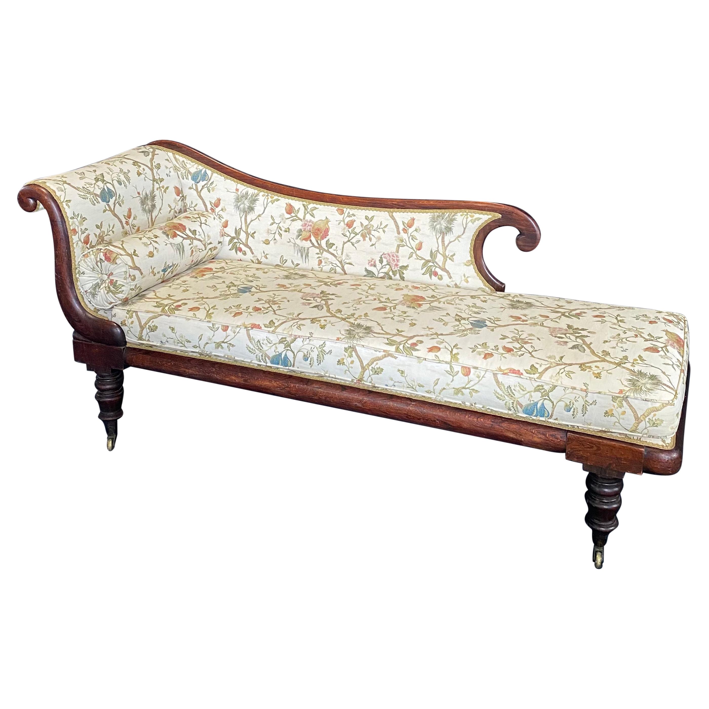 Romantic 19th Century French Recamier Chaise Lounge Sofa