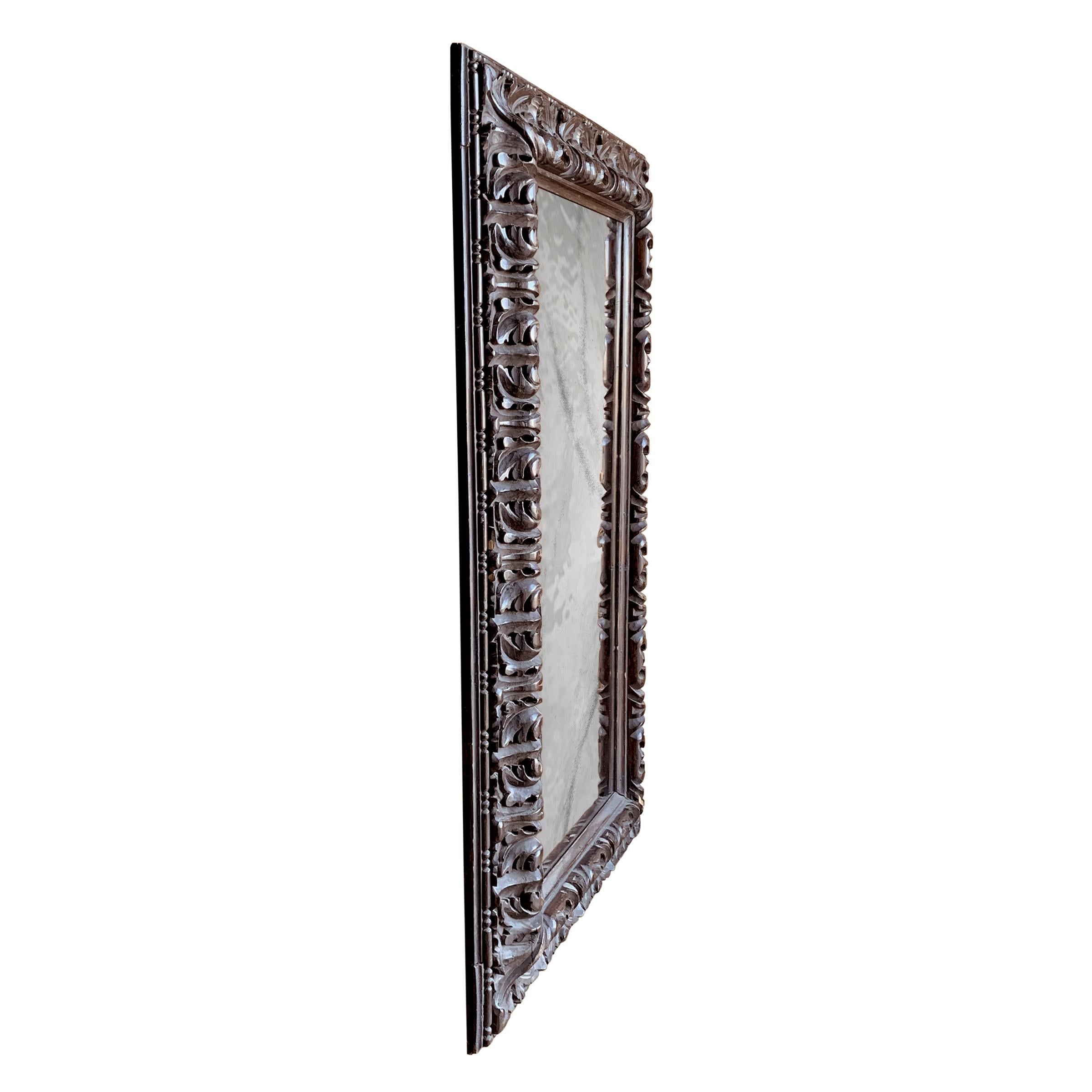 Hand-Carved Romantic 19th Century Italian Framed Mirror For Sale