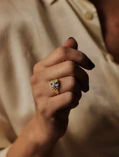 Romantic 19th century Rococo Revival “forget-me-not” remembrance ring, 18k gold