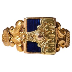 Romantic 19th century Rococo Revival “forget-me-not” remembrance ring, 18k gold Antique Romantic 19th century Rococo Revival “forget-me-not” remembrance ring, 18k gold