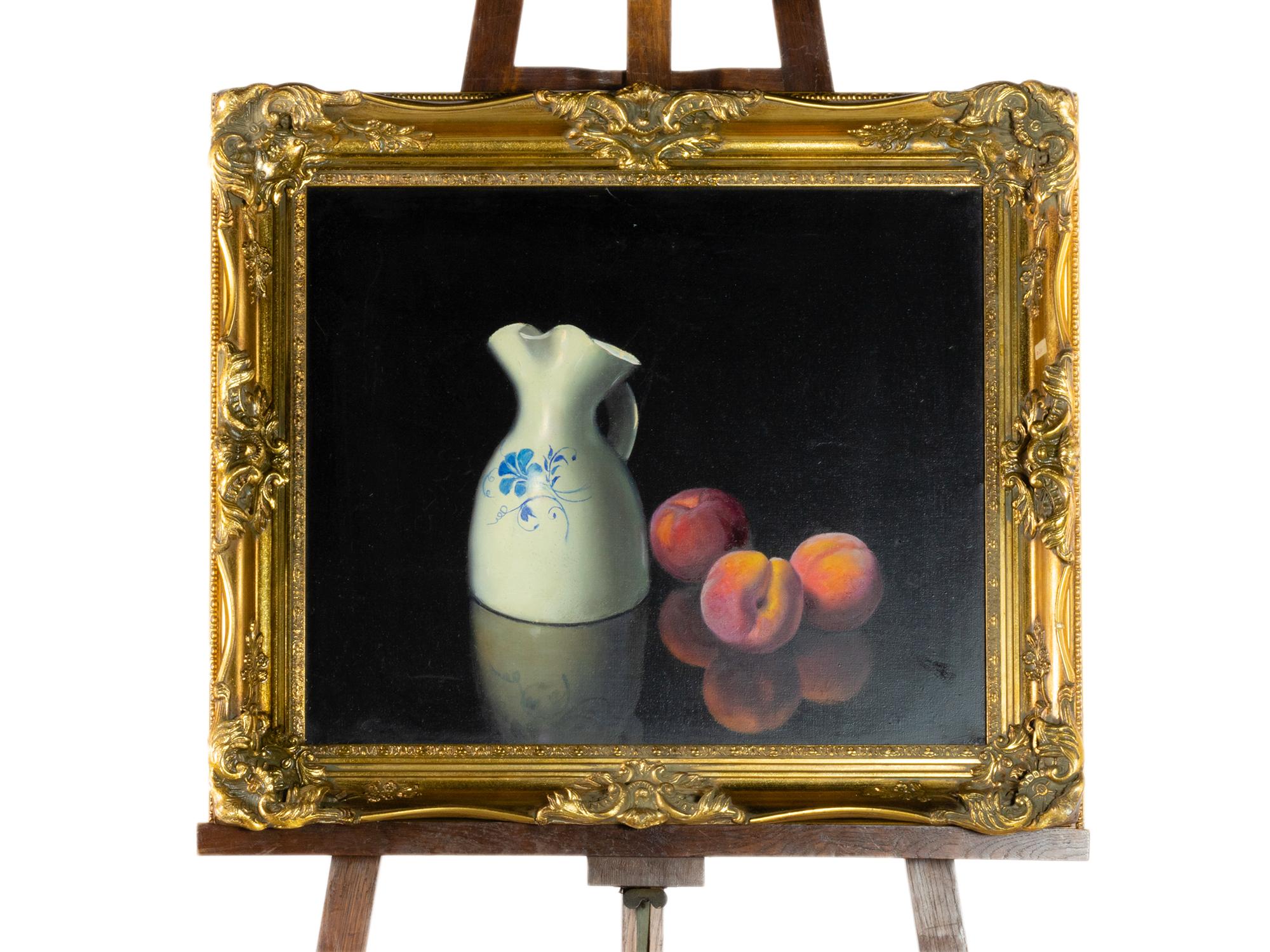 French Romantic 19th Century Stil Life Peaches Painting For Sale