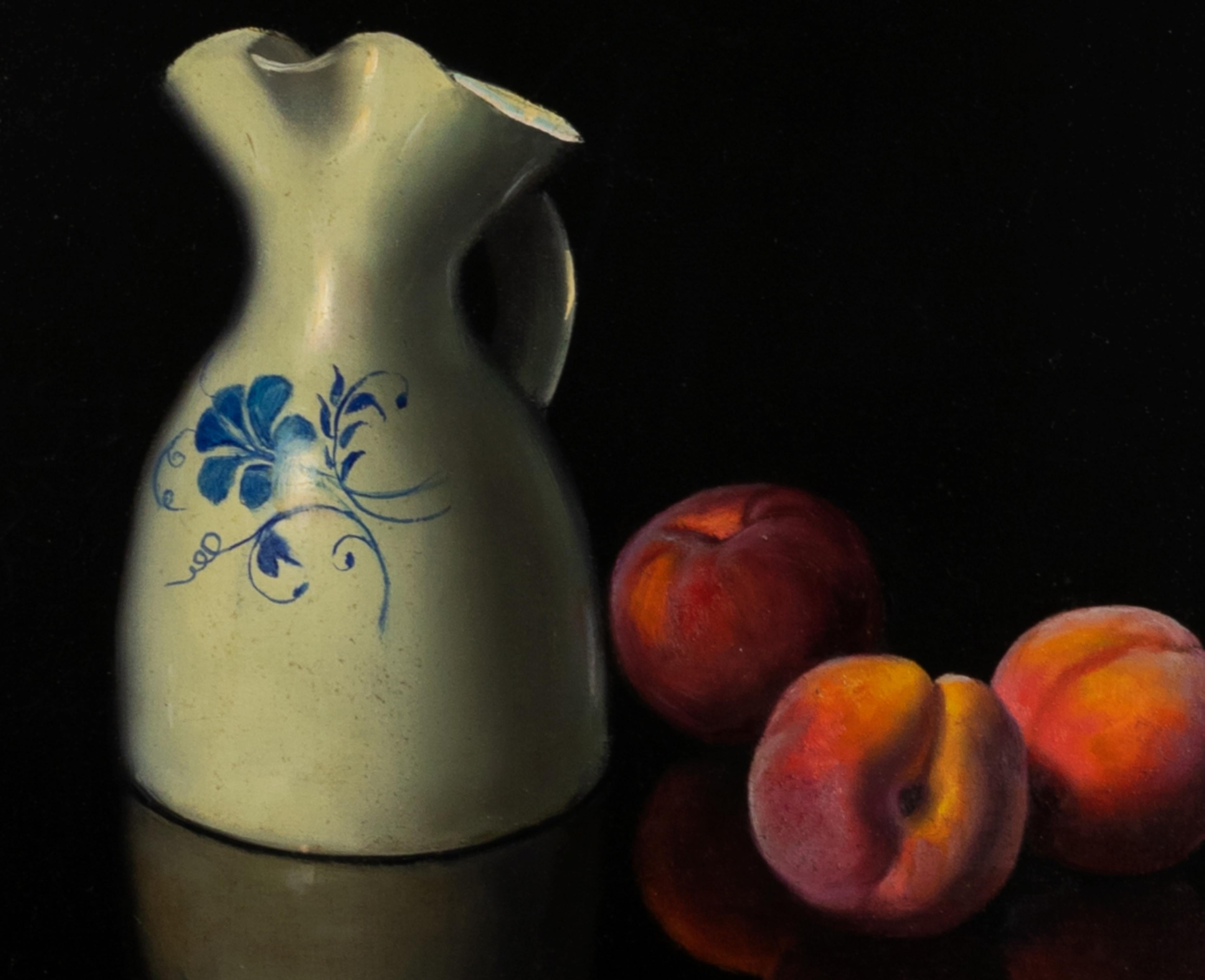 Romantic  19th Century Stil Life Peaches Painting In Good Condition For Sale In Lisbon, PT