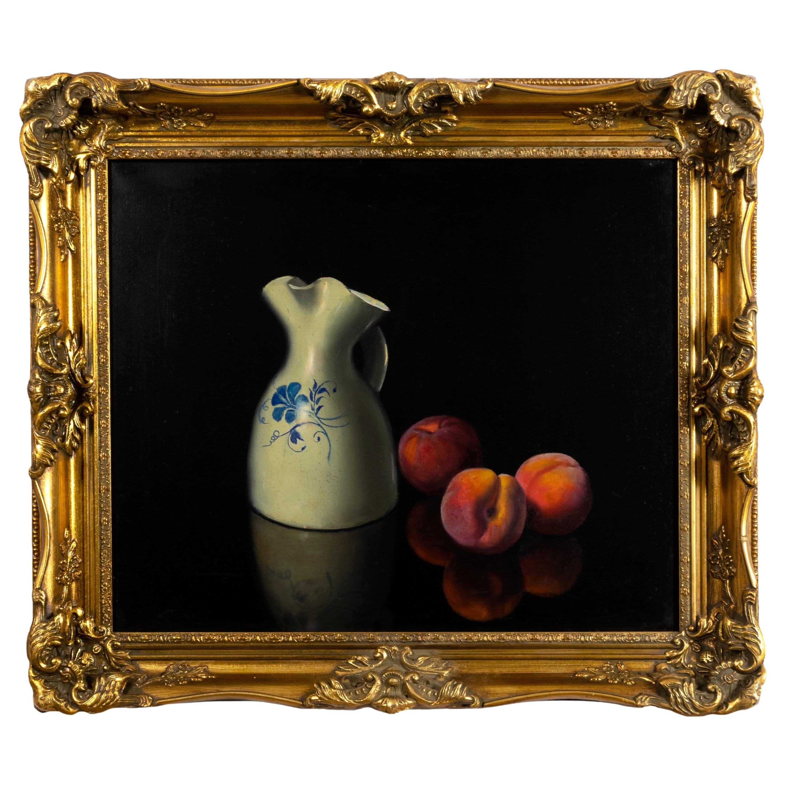 Romantic  19th Century Stil Life Peaches Painting For Sale
