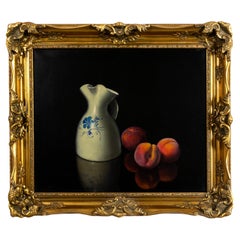 Antique Romantic  19th Century Stil Life Peaches Painting
