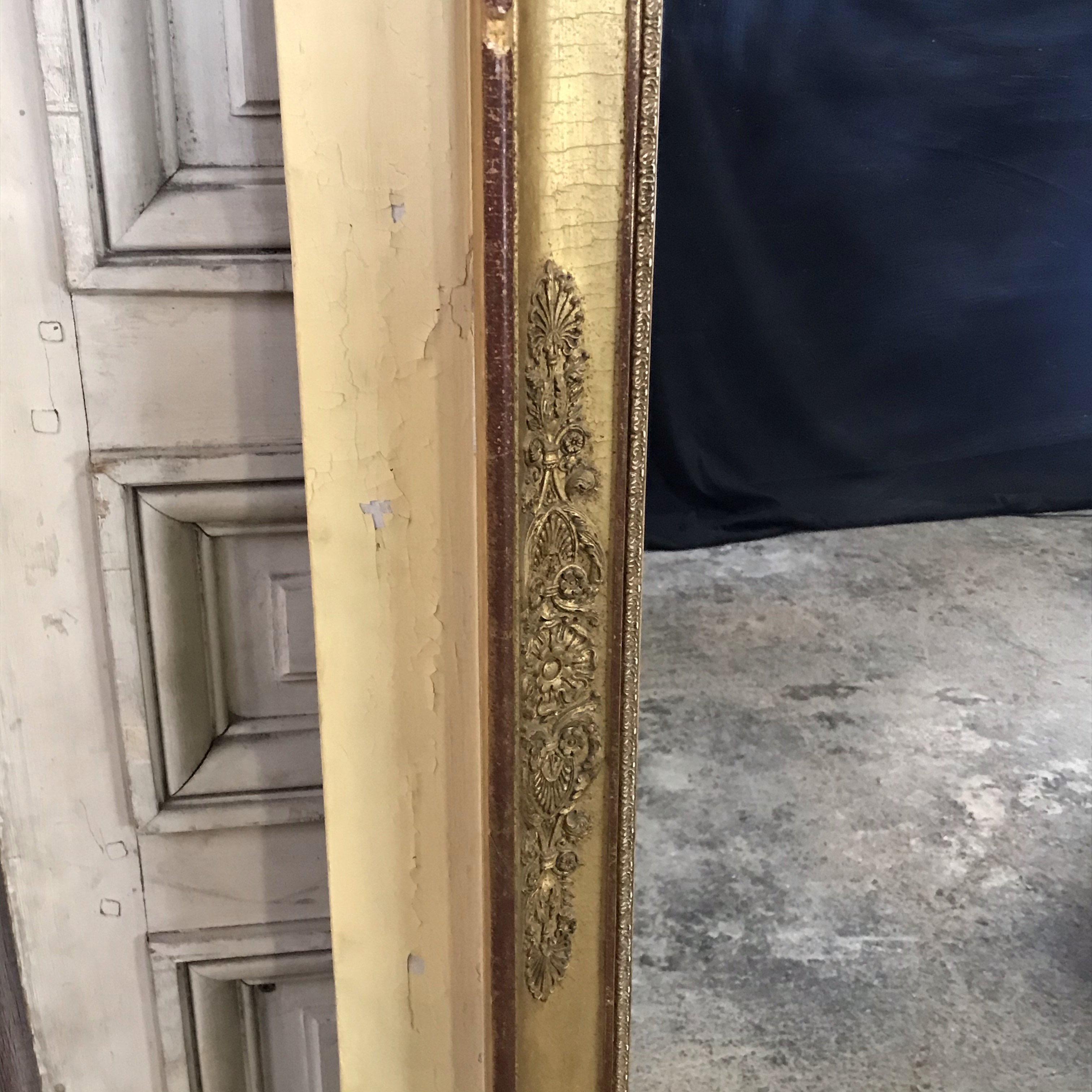 Romantic 19th Century Trumeau Mirror with Gold Gilt Frame 7