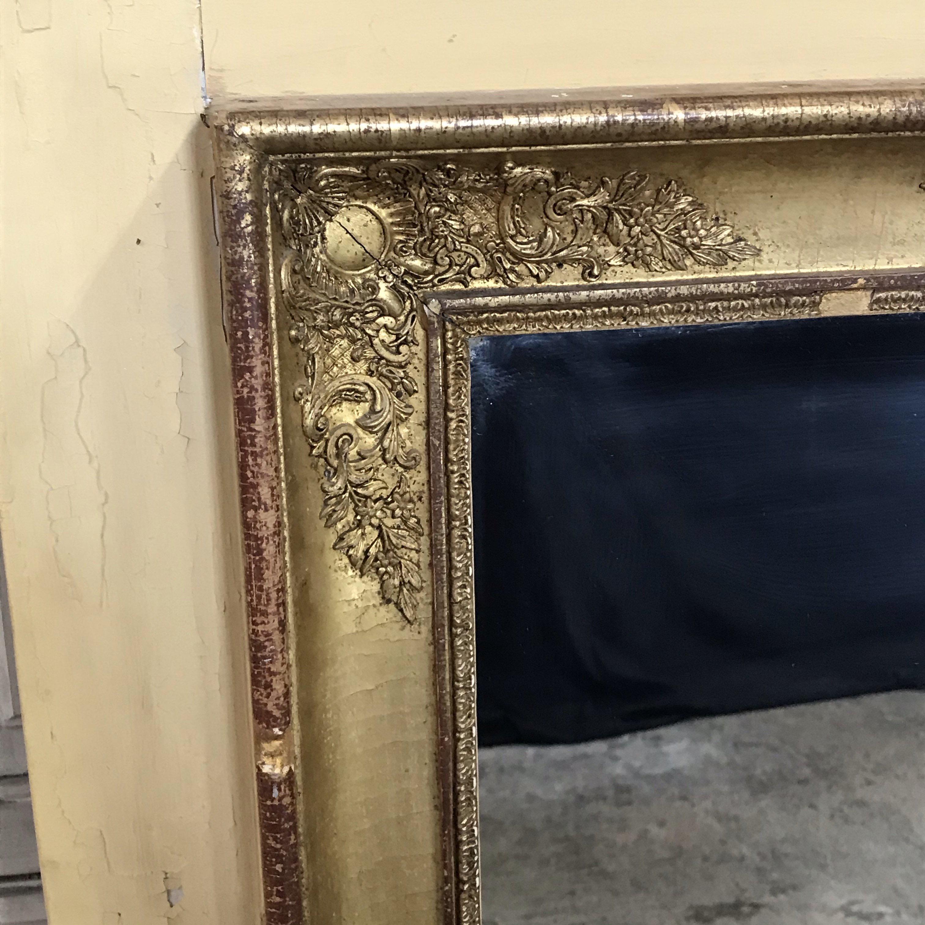 Romantic 19th Century Trumeau Mirror with Gold Gilt Frame 10