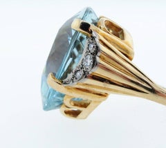 Romantic 20 Carat Heart Shape Aquamarine and Diamond Ring