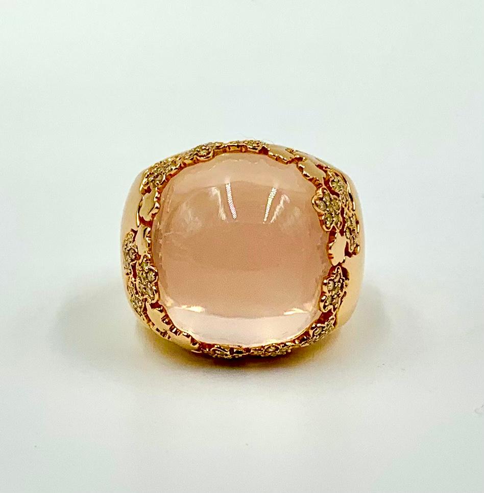 rose quartz flower ring