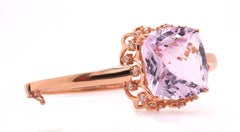 Romantic 30.65 Carat Cushion Cut Kunzite Scalloped Bangle