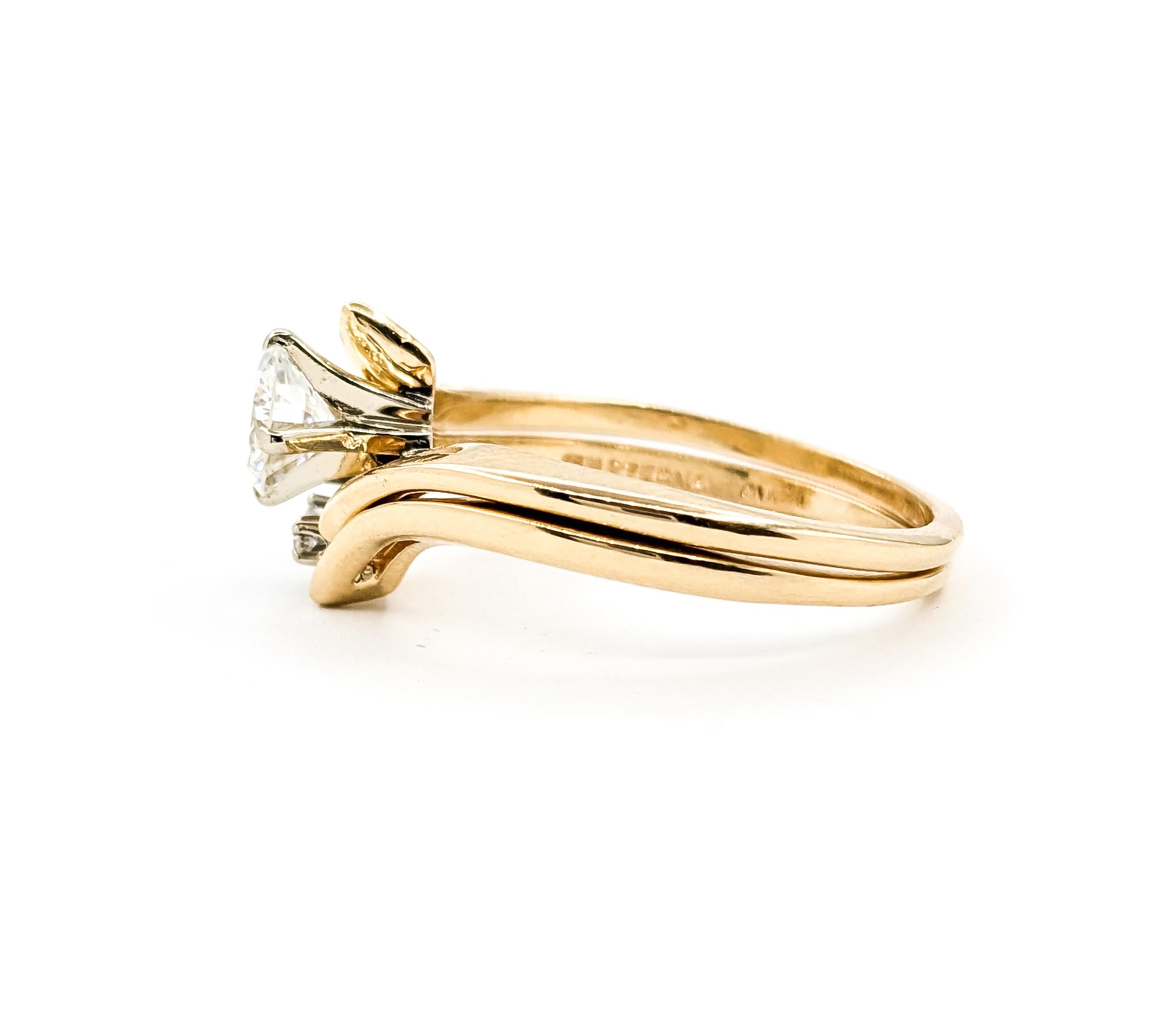 Bague de fiançailles romantique en or jaune avec un diamant de 0,67ctw en vente 5