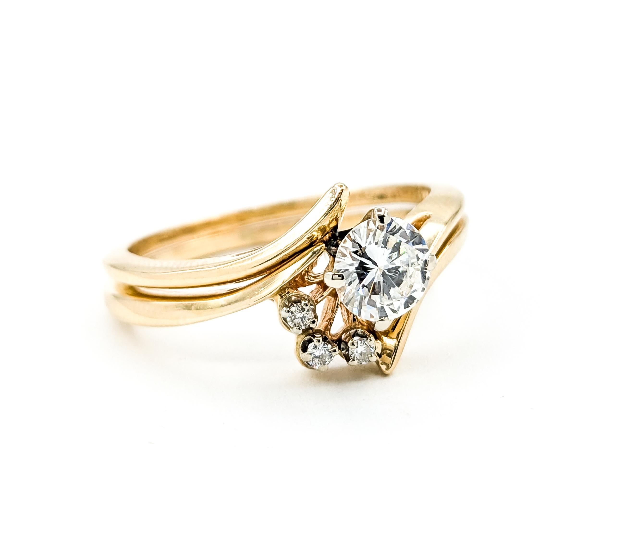 Bague de fiançailles romantique en or jaune avec un diamant de 0,67ctw en vente 9