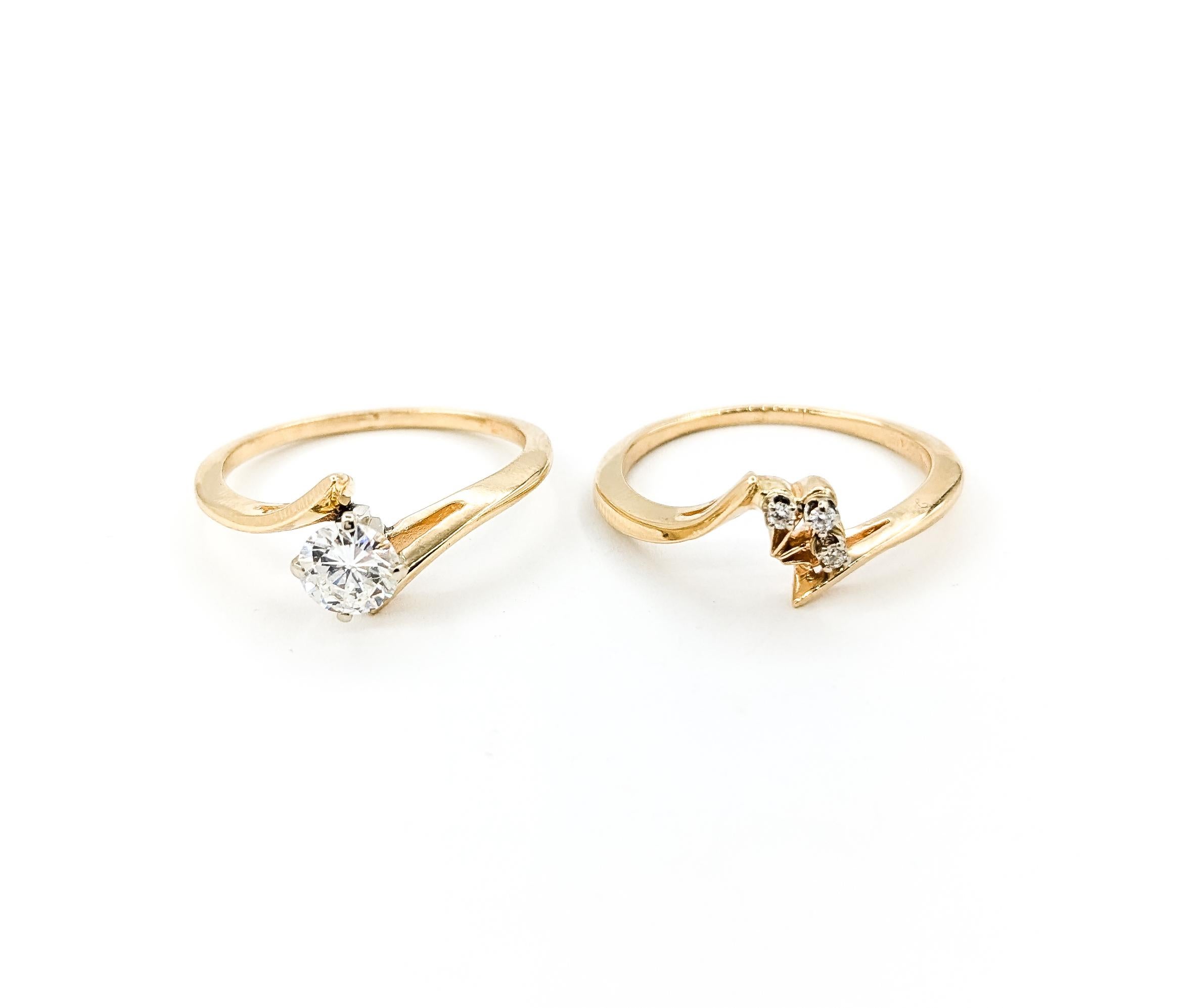 Taille ronde Bague de fiançailles romantique en or jaune avec un diamant de 0,67ctw en vente