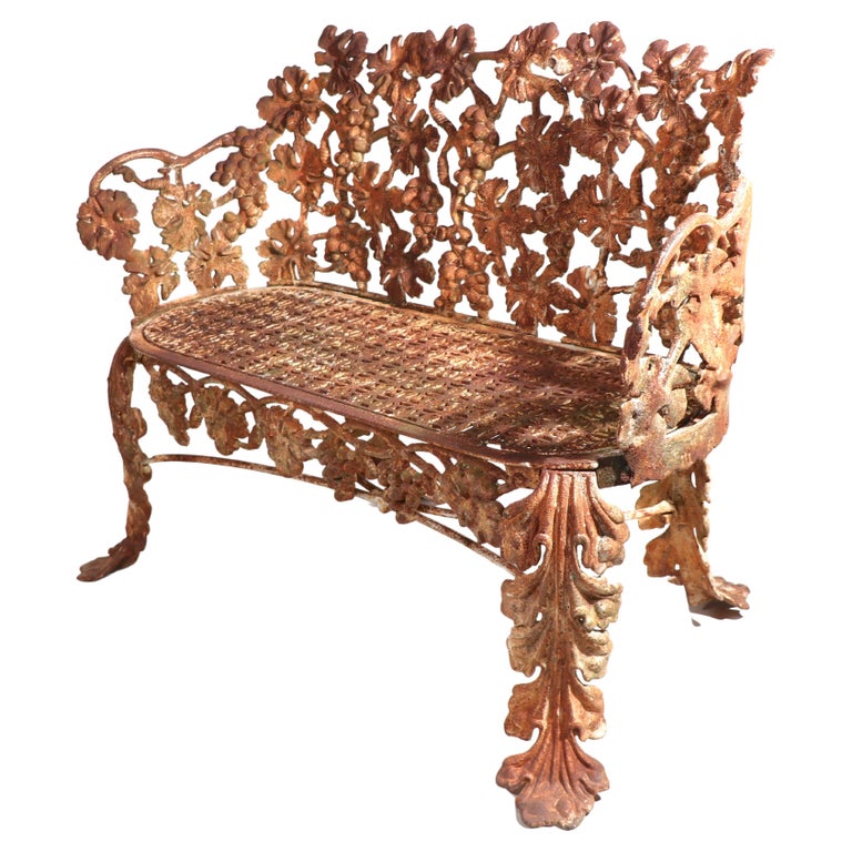 Romantic Antique Cast Iron Garden Bench, Old Fashioned Cast Iron Garden Furniture