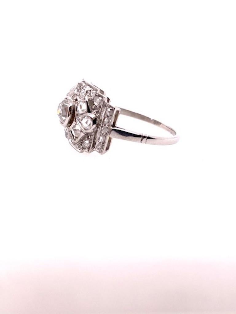 Women's Romantic Antique Diamond Platinum Ring For Sale