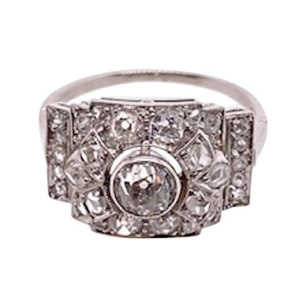 Romantic Antique Diamond Platinum Ring