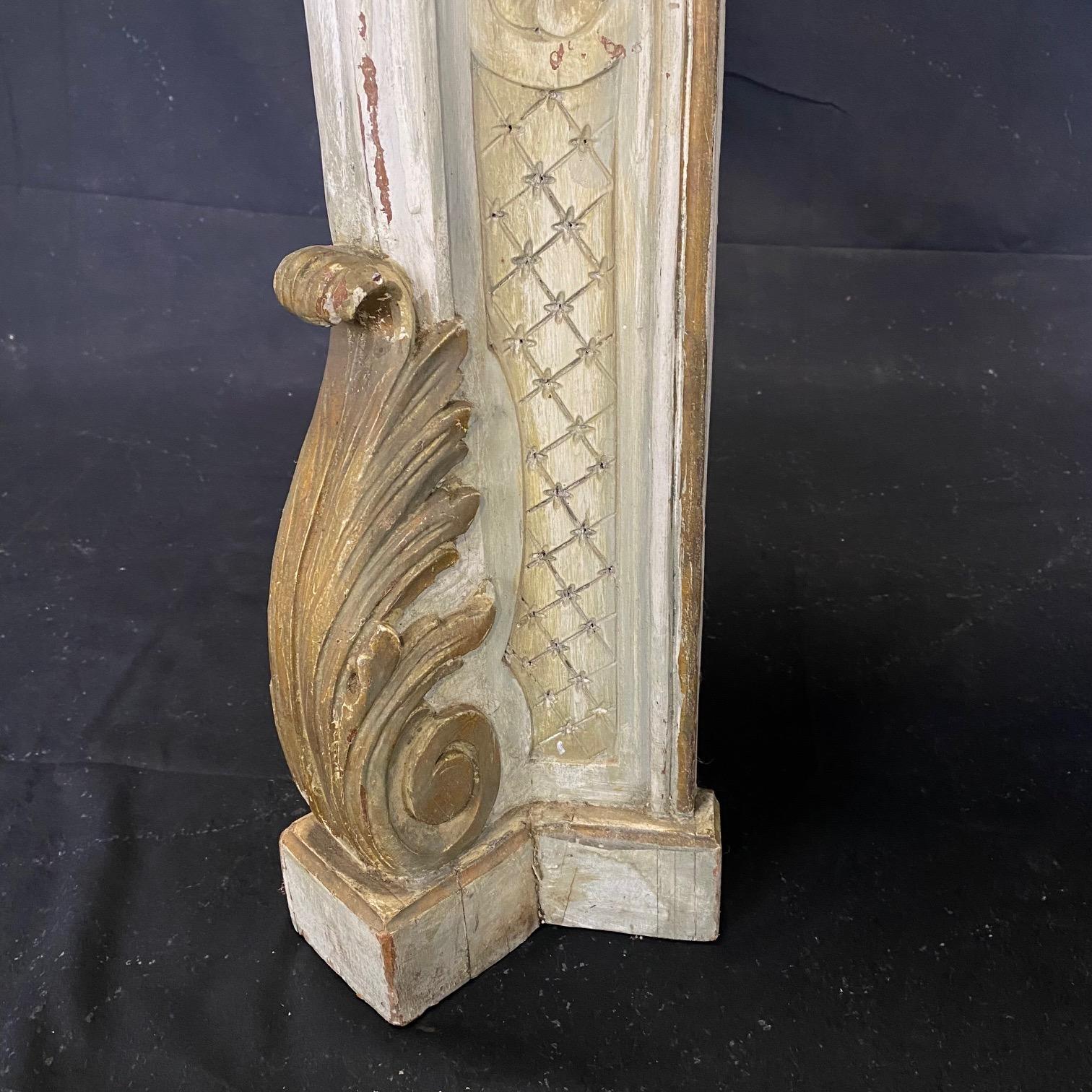 Romantic Antique Italian White & Gilded Baroque Style Fireplace Mantel 7