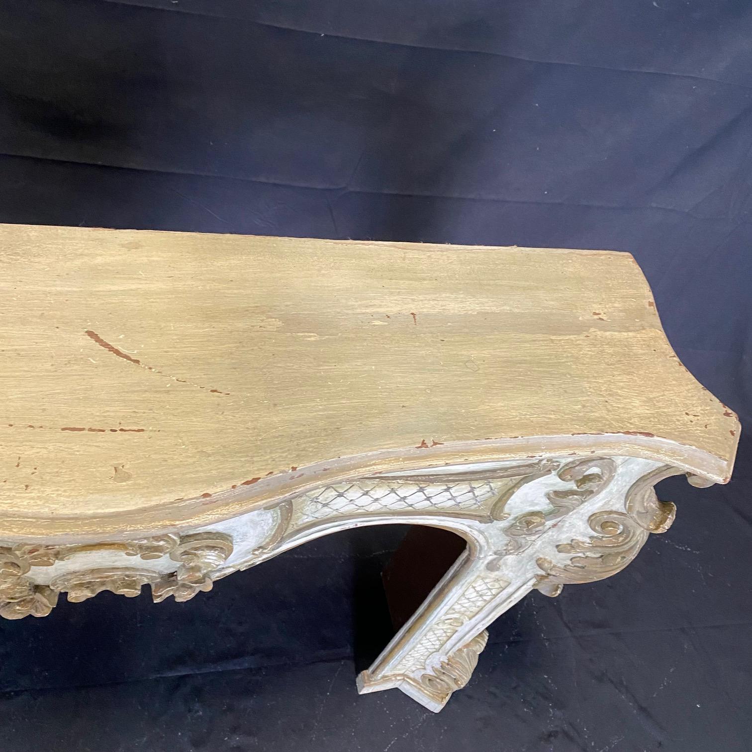 19th Century Romantic Antique Italian White & Gilded Baroque Style Fireplace Mantel