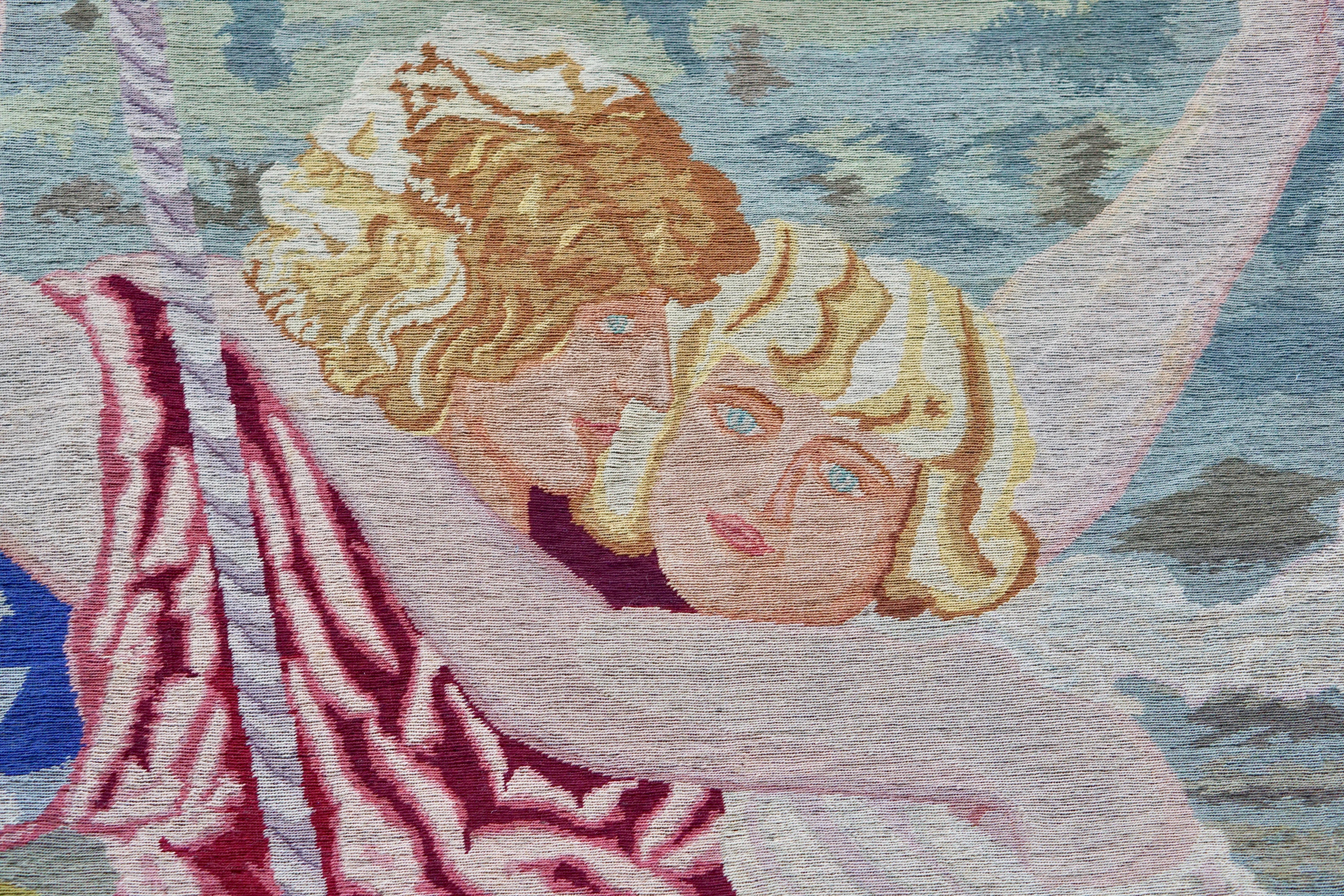 Romantic Art Nouveau Tapestry or Wall Hanging Representing Two Lovers in a Swing (Belgisch)