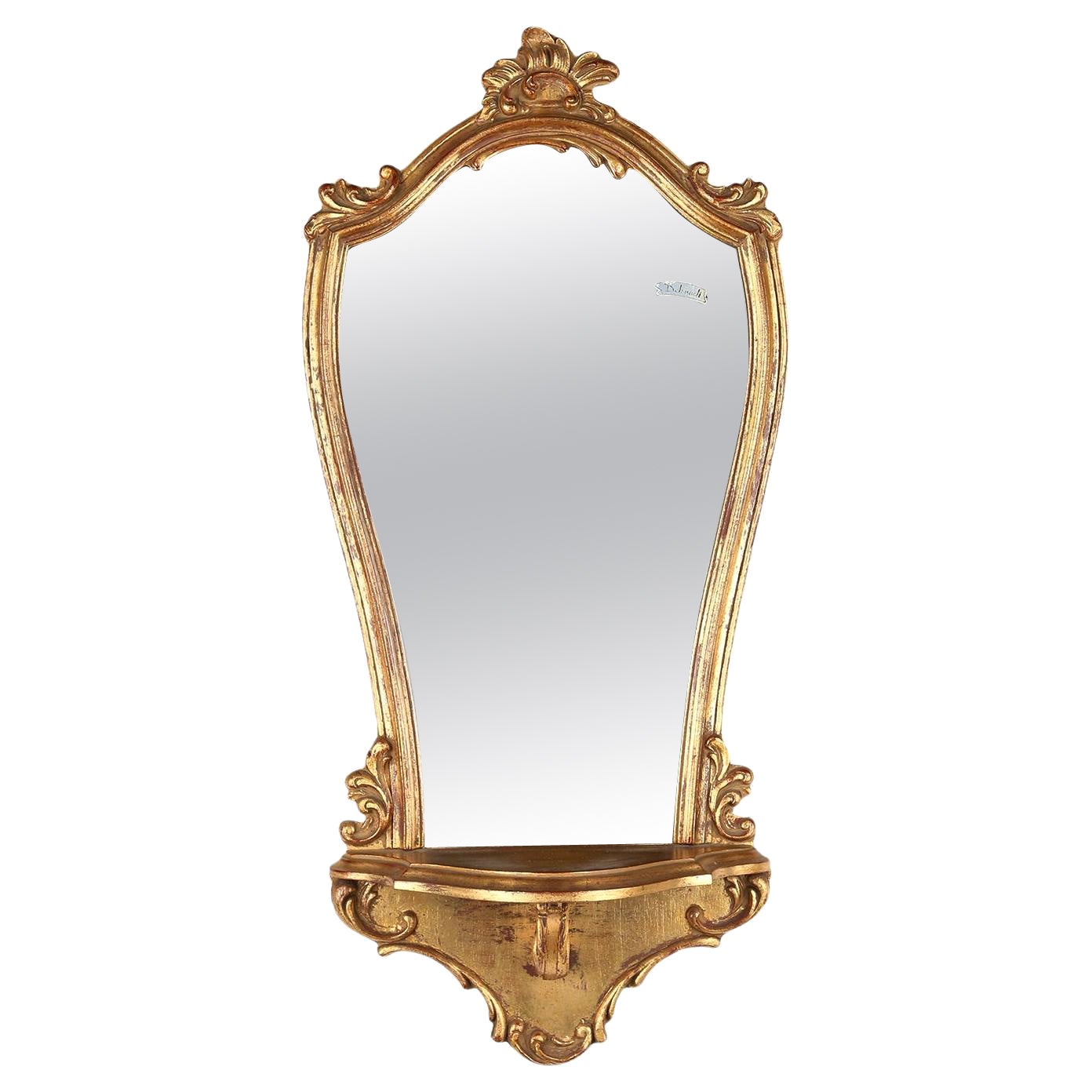 Romantic baroc style mirror with original label “Deknudt”, Belgium, 1970s For Sale