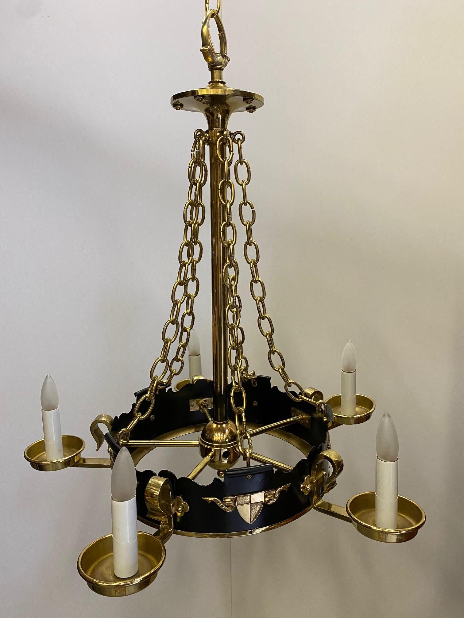 black and brass chandeliers