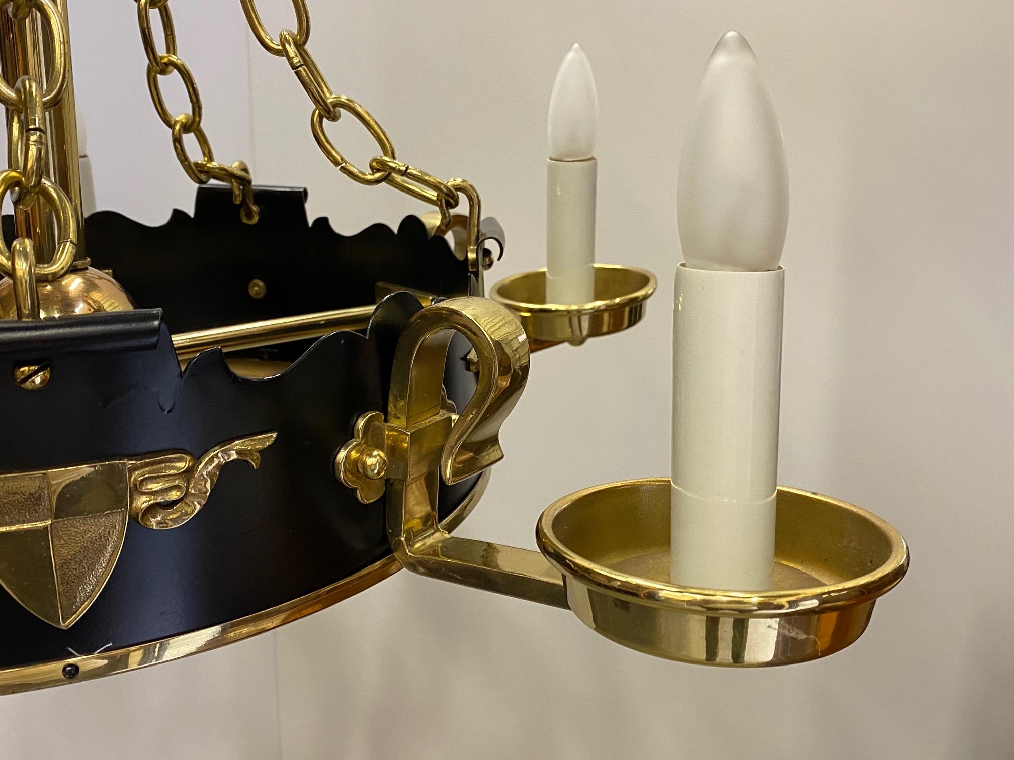 Napoleon III Romantic Brass and Ebonized Black Chandelier For Sale