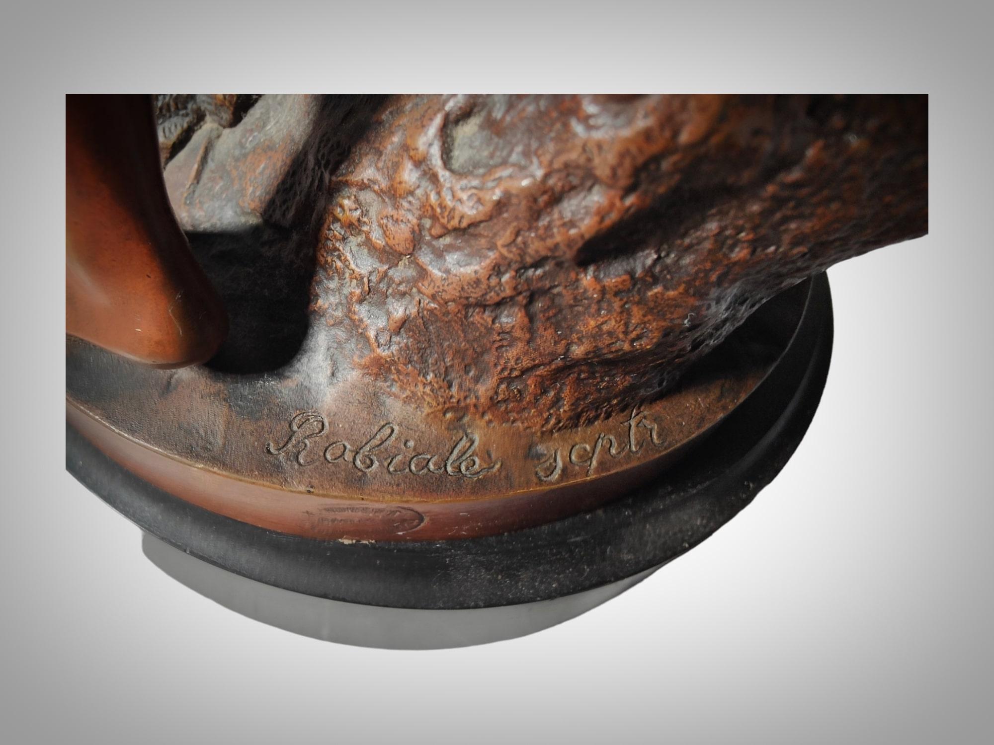 Romantic Bronze Sculpture With Brown Patina Representing Paul And Virginie 19th  For Sale 5