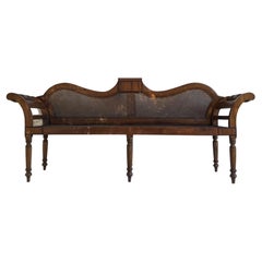 Romantic Canape in mahogany backrest and cane seat. Portugal 19th Ce