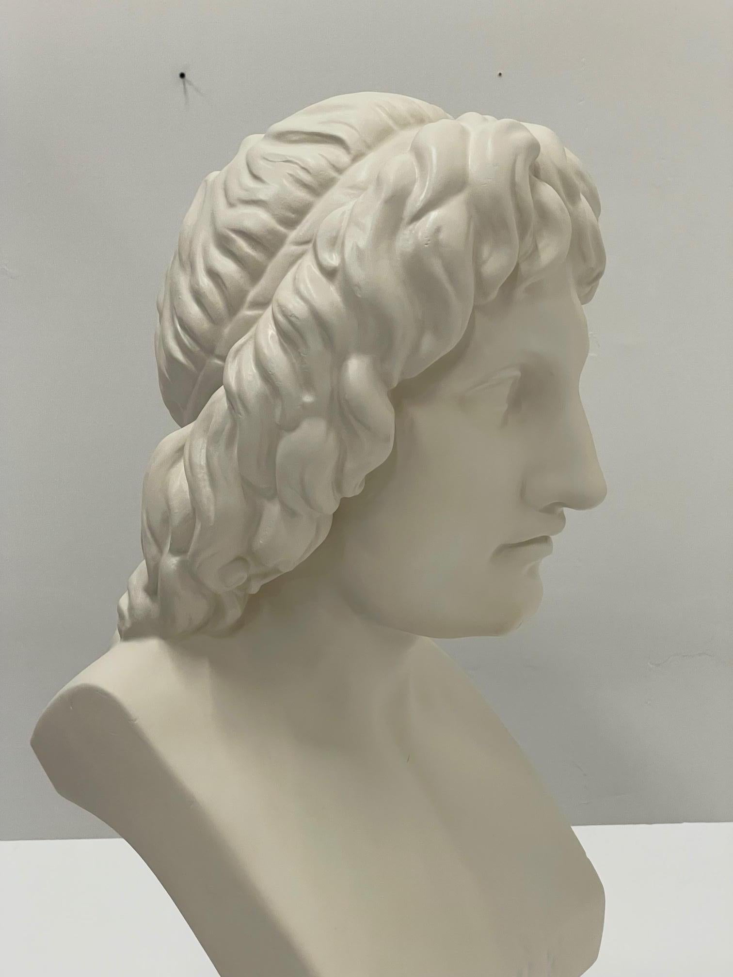 Romantic Cast Plaster Bust of Virgil with Marbleized Base 1