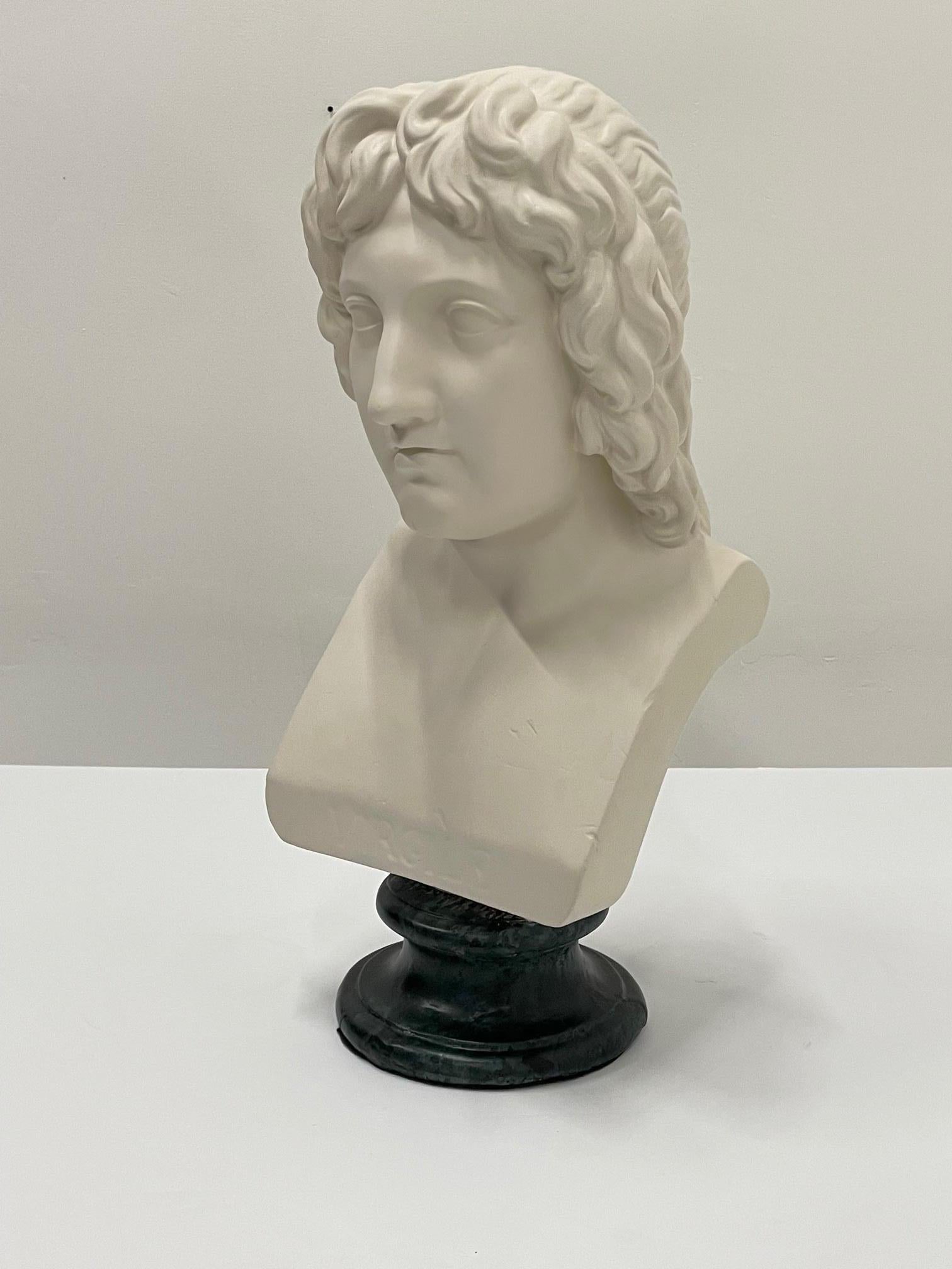 Early 20th Century Romantic Cast Plaster Bust of Virgil with Marbleized Base