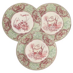 Escenas chinas románticas 8 platos de loza fina de Creil 1834-1840