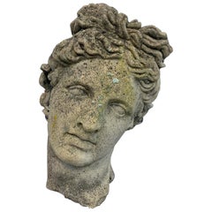 Antique Romantic Classical Cement Bust of Diana