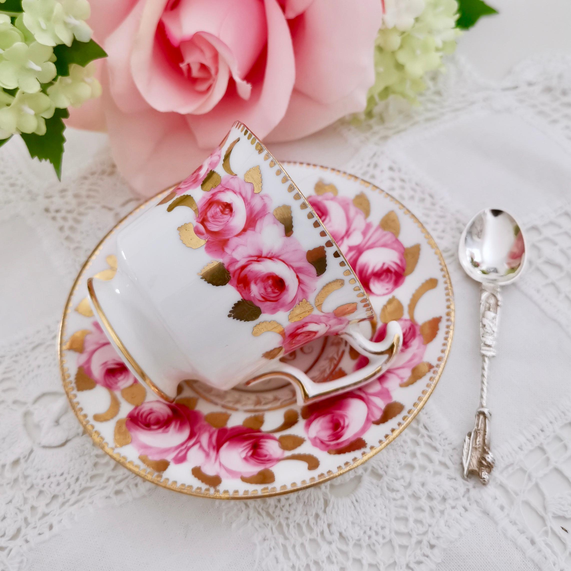 This is a beautiful coffee cup and saucer made by an unknown Staffordshire maker between 1820 and 1825. This romantic cup and saucer would make a perfect Valentine's Day gift!

This set has a tight little crack, and therefore it is sold 